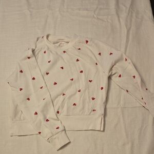 Colsie White Sweatshirt with Red Hearts